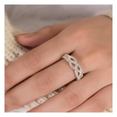 Criss Cross Moissanite Wedding Ring 925 Sterling Silver Wedding Band For Her.