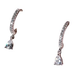 Silver Dainty Hoop Moissanite Earrings 925 Sterling Silver Earrings Gift For Her