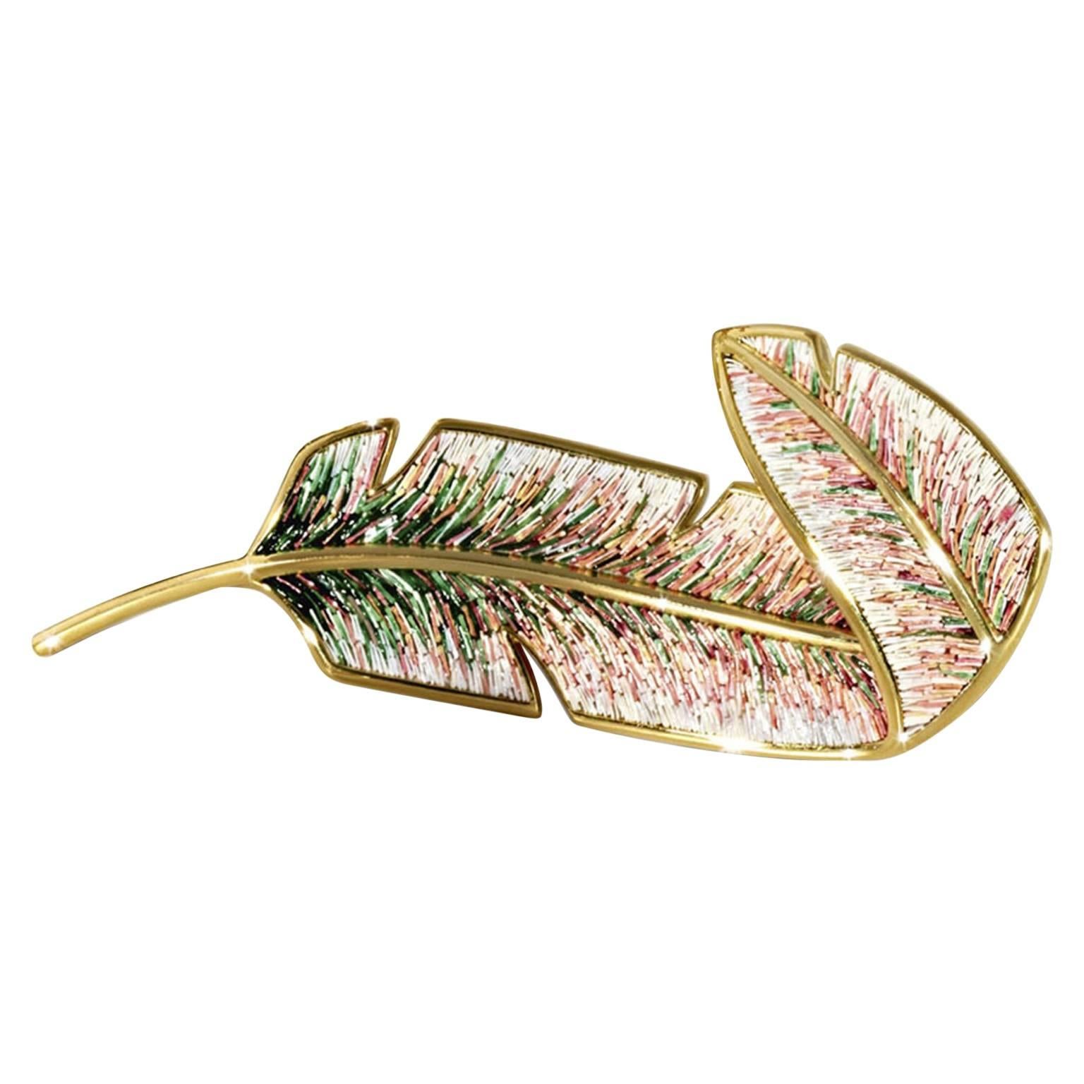 Stylish Brooch Designed by Rogers Thomas Gold and Micromosaic For Sale