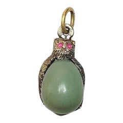 Pendentif en argent impérial en forme d'œuf de hibou de Faberge, maître d'œuvre Karl Gustav Hjalmar Armfelt