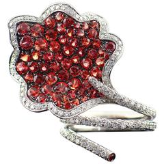 Ambrosi Orange Sapphire Diamond gold Leaf Ring 2