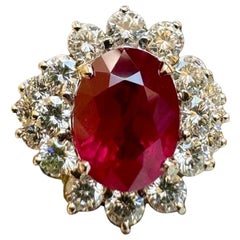 Bague de fiançailles en rubis de Birmanie ovale de 4,07 carats certifié GIA