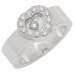Vintage Chopard 0.29 Carats Diamond White Gold Happy Heart Ring