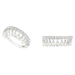 JR Anillo Colgante Briolette de Diamantes 1,31 Quilates Oro Blanco 18 Kilates