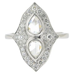 JR Toi Et Moi Rose Cut Diamond 18 Karat White Gold Ring