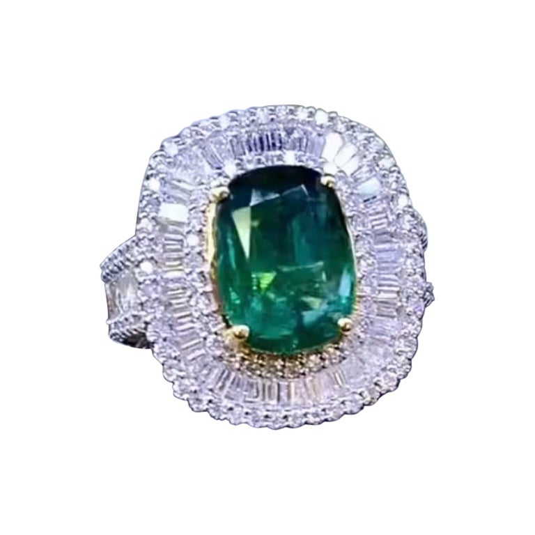 Anillo de oro de 18 quilates con certificado AIG de 4,40 quilates de diamantes naturales y 2,35 quilates de diamantes en venta