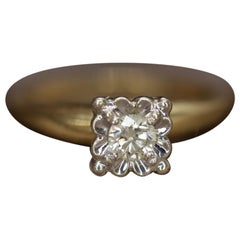 Art Deco Diamond ring. 14k Yellow and White Gold Square table.