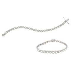 JR Bracelet tennis en or blanc 18 carats avec diamants taille rose et ronds