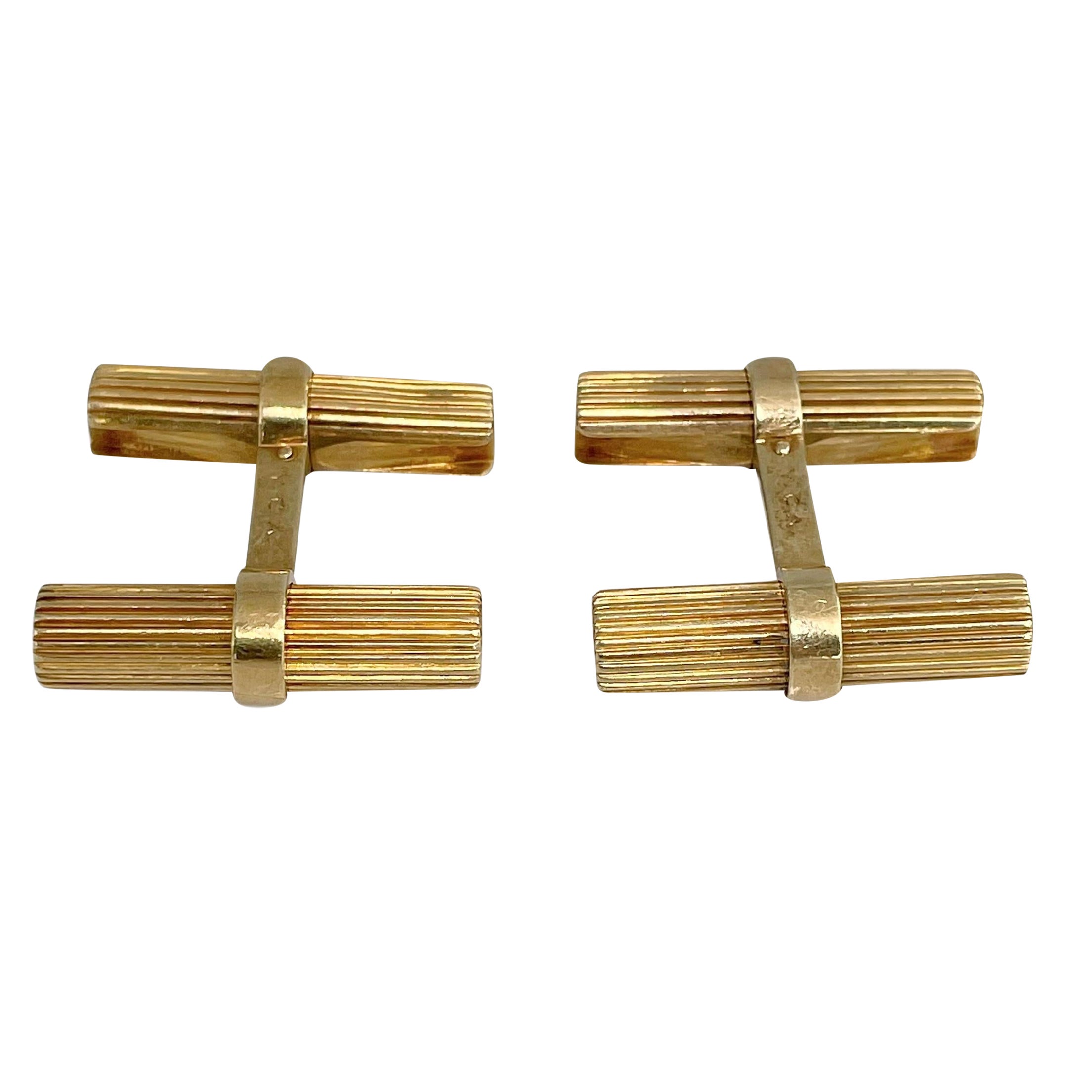 Gemelli intercambiabili Van Cleef & Arpels anni '70 in oro 18 carati con bordo in Wood