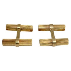 1970 Van Cleef & Arpels Gemelos Intercambiables Madera Oro 18 Kilates Estriado