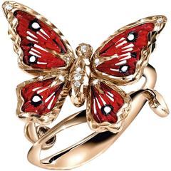 Sicis Small Butterfly Diamond Micromosaic Gold Ring 12