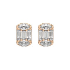 0.4 Carat Baguette Diamonds ETON style Stud Earrings in 18k Rose Gold