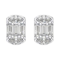 0.4 Carat Baguette Diamonds ETON style Stud Earrings in 18k White Gold