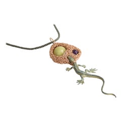 Salamander Jewel One-Off Semi Precious Stone Pendant in Rose gold