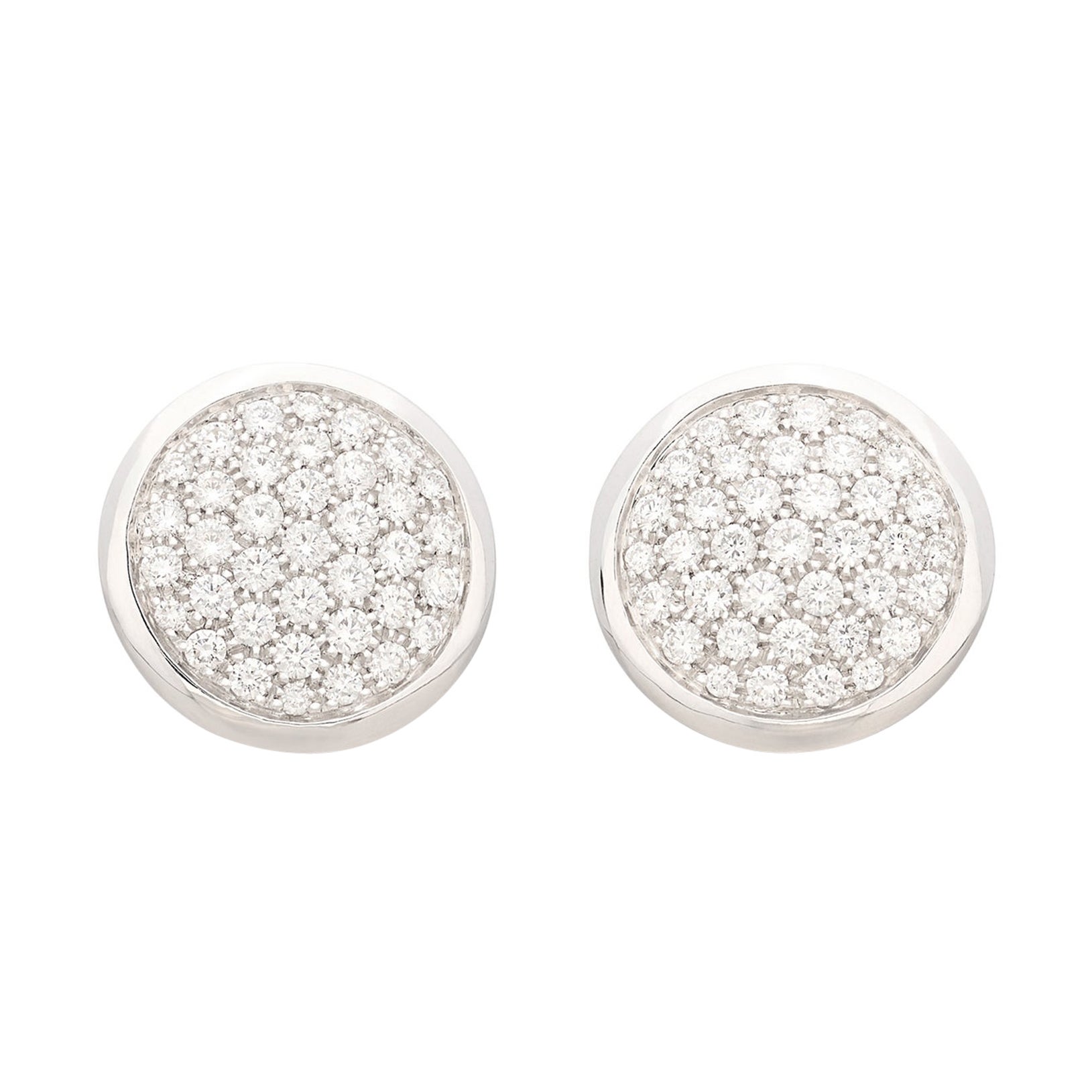 Pendientes de disco de diamantes de oro blanco de 18 quilates de Pizzo en venta