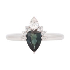 Natural Nigerian Sapphire Half Halo Engagement Ring 14K White Gold R6693