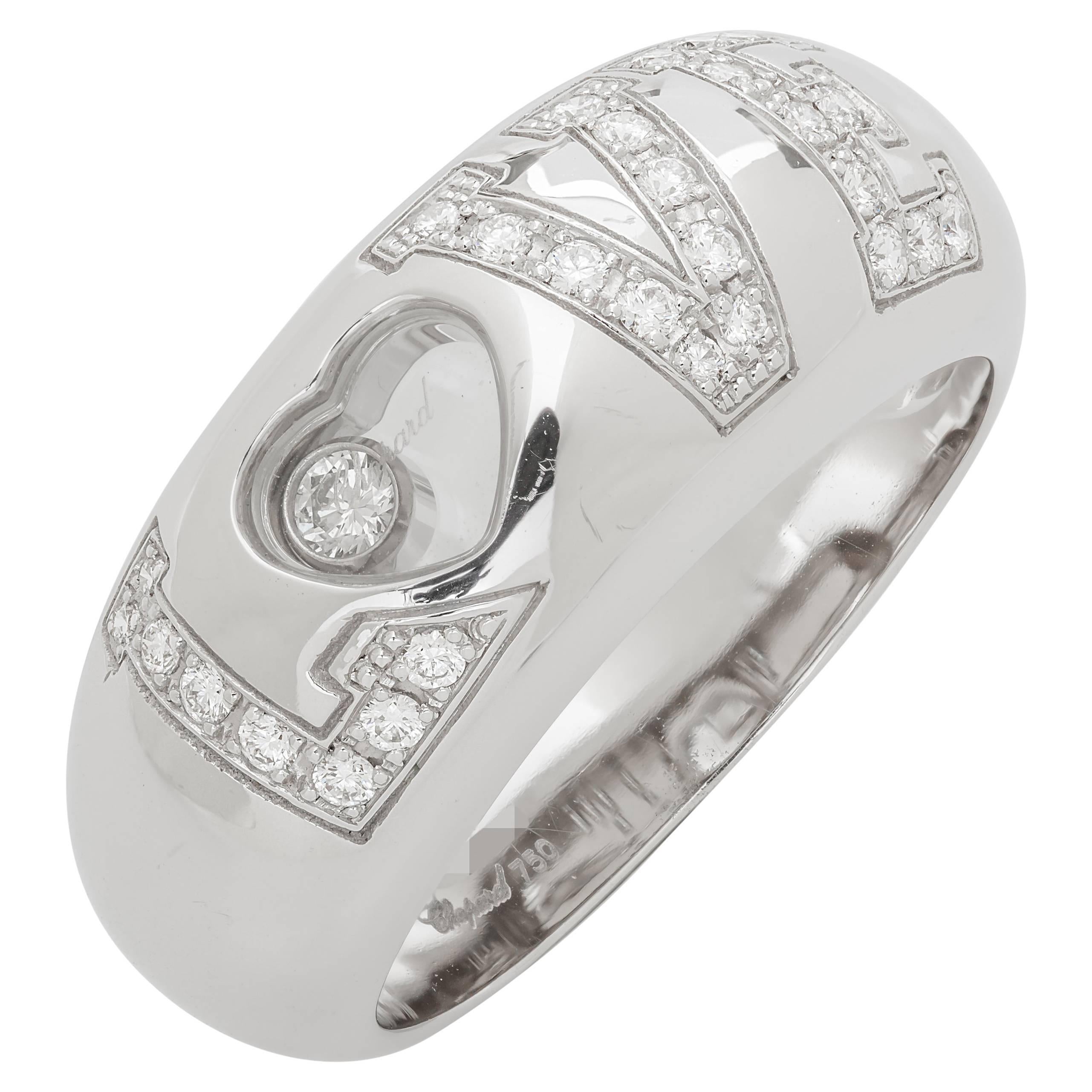 Chopard Happy Love Diamond Ring 0.29 Carat 18 Karat White Gold For Sale