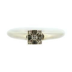 Art Deco Diamond Solitaire Ring. 18k Gold square set diamond solitaire Ring.