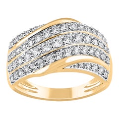 TJD Alianza de diamantes talla brillante de 1,0 quilates en oro amarillo de 14 quilates