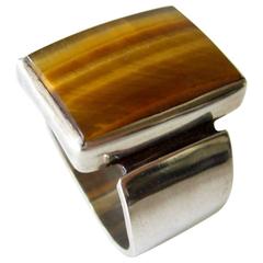 Jack, bague pour homme en argent sterling avec œil de tigre nu