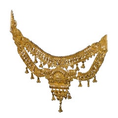 Collar de novia indio de oro amarillo de 18 quilates hecho a mano en el siglo XIX