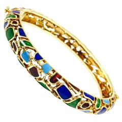 Multi Color Enamel Gold Bangle Bracelet