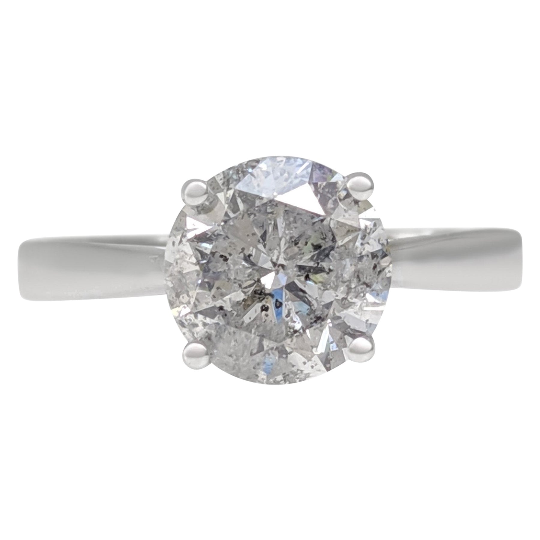 NO RESERVE!  -  D color 1.61 Carat Diamond - 14K White Gold - Ring