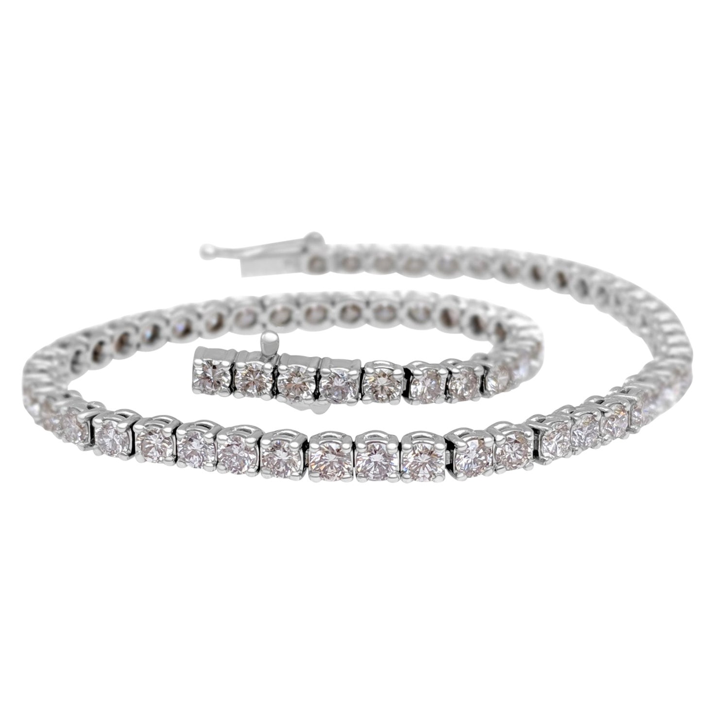 NESSUNA RISERVA!  -  Bracciale Tennis con diamanti rosa chiaro da 4,27 carati in oro bianco 14 carati