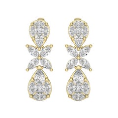 1.55 CTW Diamonds Tear Drop 18K Yellow Gold Dangling Maria Collection Earrings