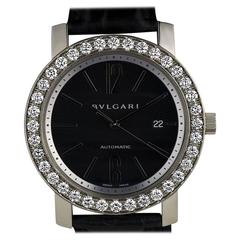 Bulgari White Gold Diamond Bezel automatic Wristwatch