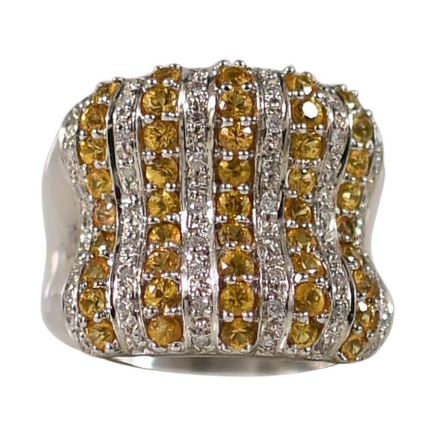 Retro Yellow Gold Baguette Diamond Dome Ring For Sale at 1stDibs ...