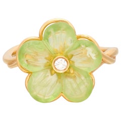 18kt Yellow Gold Peridot Diamond Ring by Ferragamo