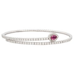 18kt White Gold Ruby & Diamond Flex Wrap Bracelet by Salavetti