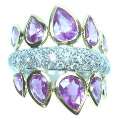 A Pear Shape Pink Sapphires and White Diamonds Ring By Marion Jeantet 7
