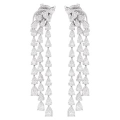 Real SI Clarity HI Color Multi Shape Diamond Dangle Earrings 10 Karat White Gold