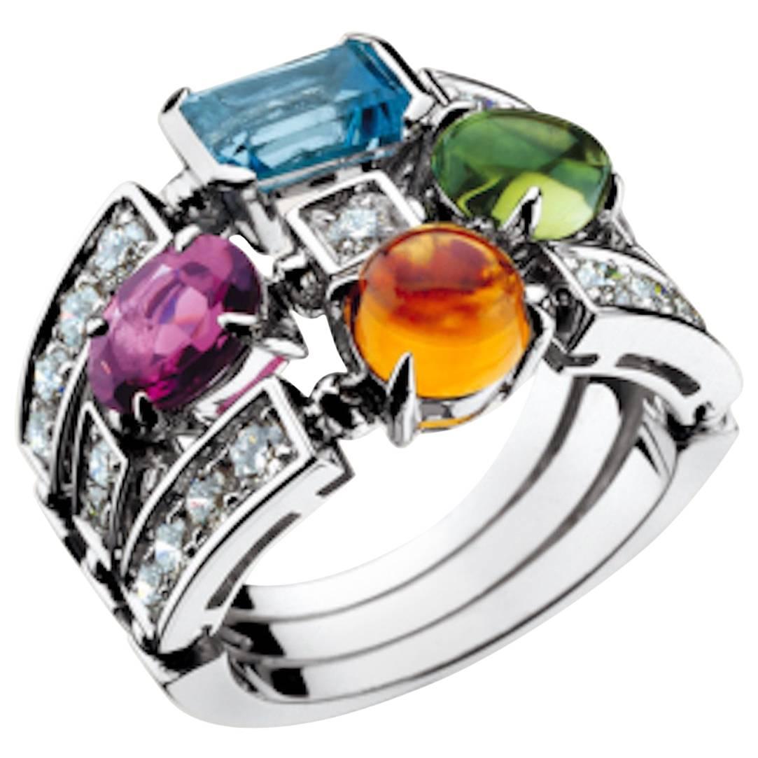 Bulgari Allegra Tourmaline Topaz Peridot Citrine Diamond Gold Ring