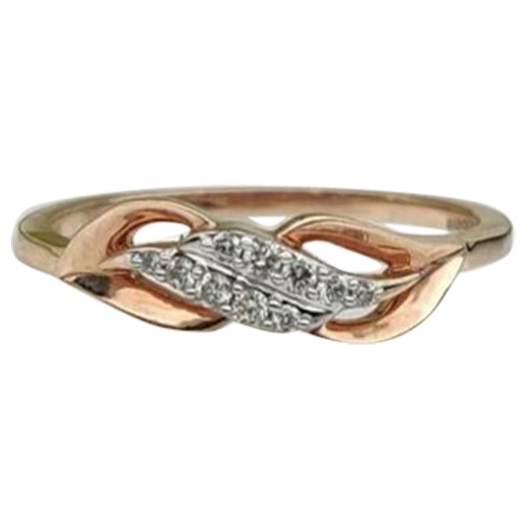 Natural Minimalist Diamond Leaf Band Ring in 14k Solid Gold