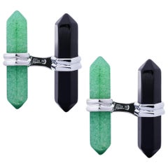 Gemelli a forma di prisma in argento Sterling Alex Jona con avventurina e onice