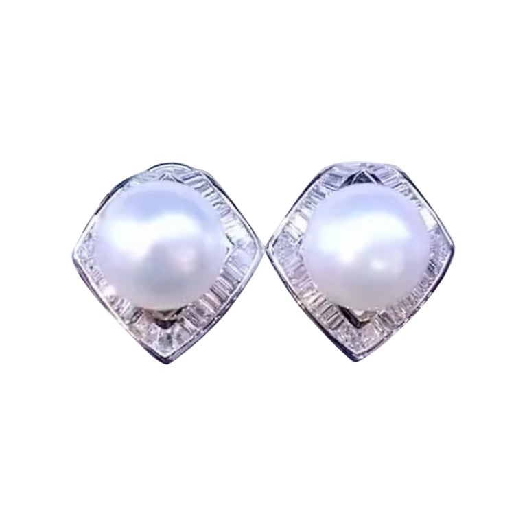 GIT Certified Untreated South Sea Pearls  Diamonds 18k Gold Earrings