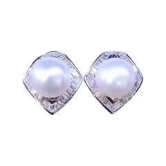 GIT Certified Untreated South Sea Pearls  Diamonds 18k Gold Earrings