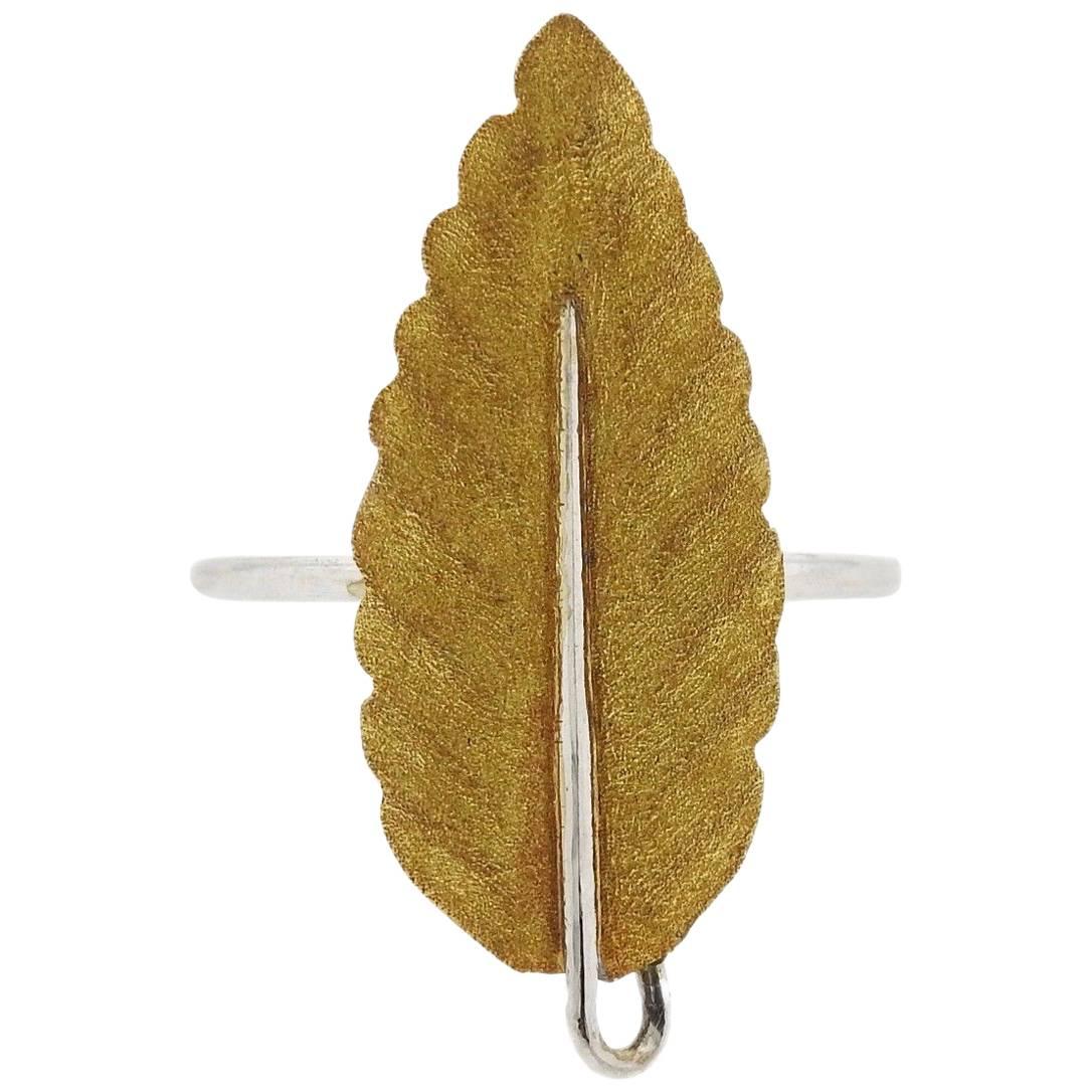 Buccellati Foglie Gold Long Leaf Ring For Sale