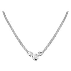 0.85ct Solitaire Diamond Bezel Pendant with Snake White Gold Chain