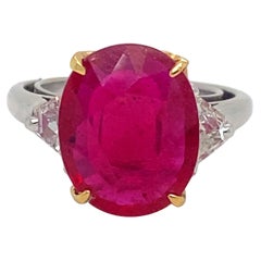 Certified Bvlgari 5.30 Carat Red Burma Ruby No Heat Ring