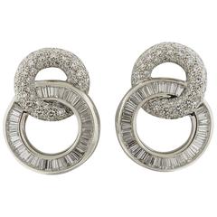 Charles Krypell 5.00 Carat Diamond Platinum Circle Earrings