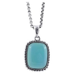 "Paraiba" Farbe Achat Edelstein 24,81 Karat gefasst in Silber Anhänger / JupiterGem