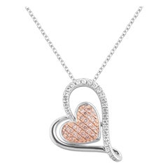 TJD 0.25Karat Nat. Pink Rosé & White Diamond 18K Weißgold Doppelherz-Anhänger