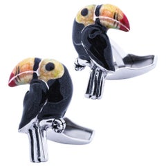 Alex Jona Sterling Silver Enamel Toucan Cufflinks