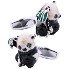 Gemelli Panda in argento smaltato Alex Jona