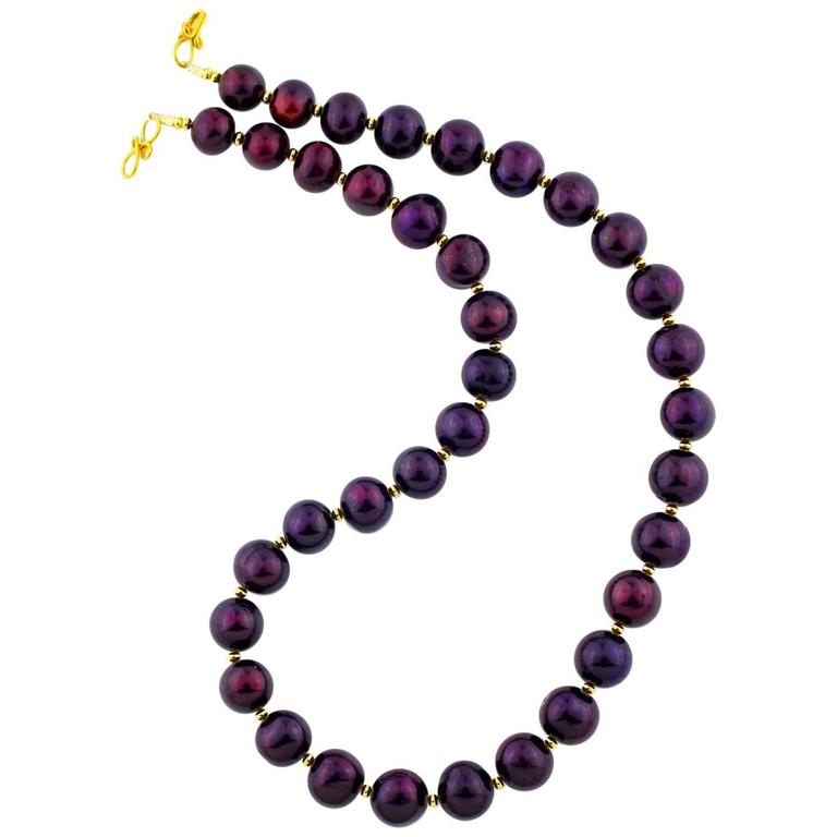 Brilliant Merlot wine red Pearls Necklace at 1stDibs