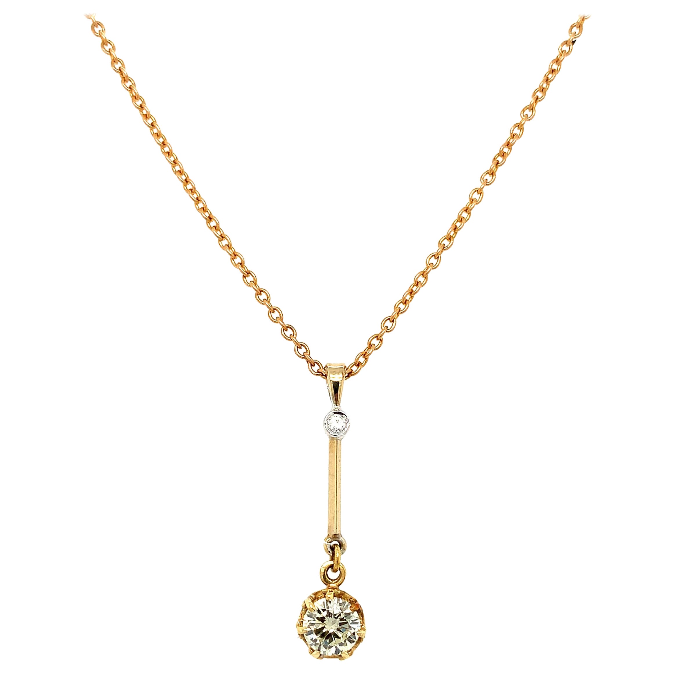 Collar colgante gota art déco diamantes oro amarillo 18k
